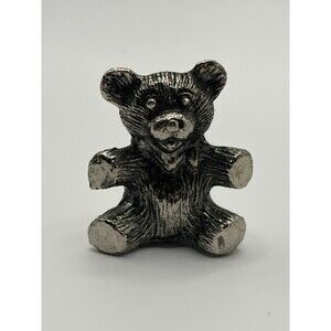Vintage Pewter Miniature Teddy Bear  1.5”x1”